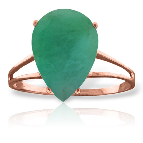14K. SOLID GOLD RING WITH NATURAL EMERALD - Picture 2 of 4